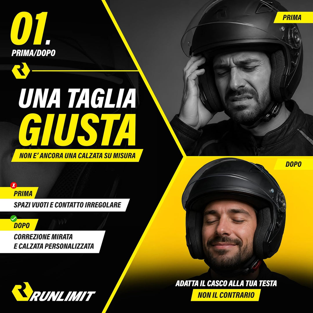 RUNLIMIT | FIT KIT Helmanpassung | Passend für jeden Helm mit herausnehmbarer | Polsterung Das Passf