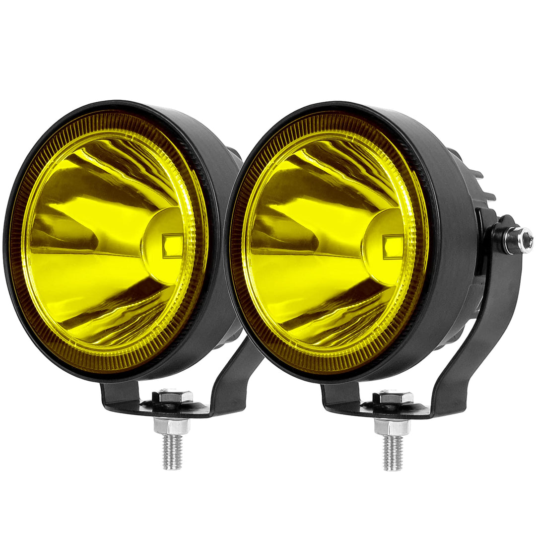SUFEMOTEC Gelbe Led Nebelscheinwerfer 60W 4 Zoll Arbeitsscheinwerfer Fit für Motorrad LKW Auto SUV A