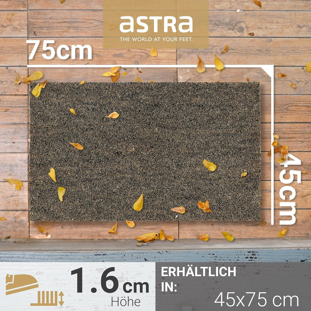 Astra Moderne Fussmatte Haustür - Kokosmatte 2er Set 45x75cm grau - rutschfeste Schmutzfangmatte rob