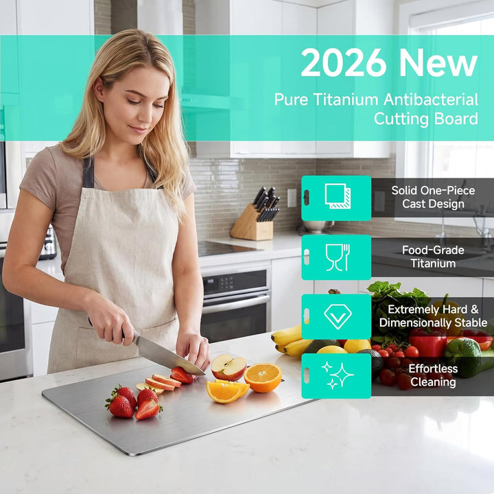 3 Stück Titan Schneidebrett Edelstahl Schneidebrett Set, Titanium Cutting Board Mit Schwamm und Spar