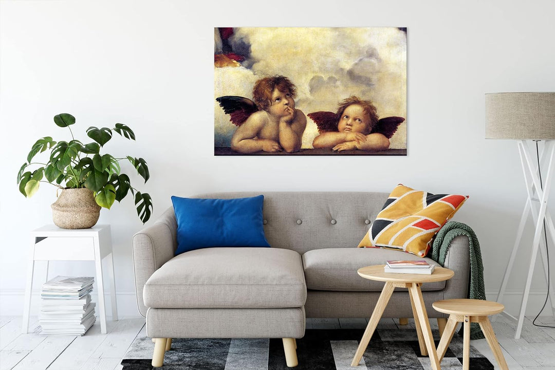 Raffael - Sixtinische Madonna zwei Engel als Leinwandbild / Grösse: 100x70 cm / Wandbild / Kunstdruc