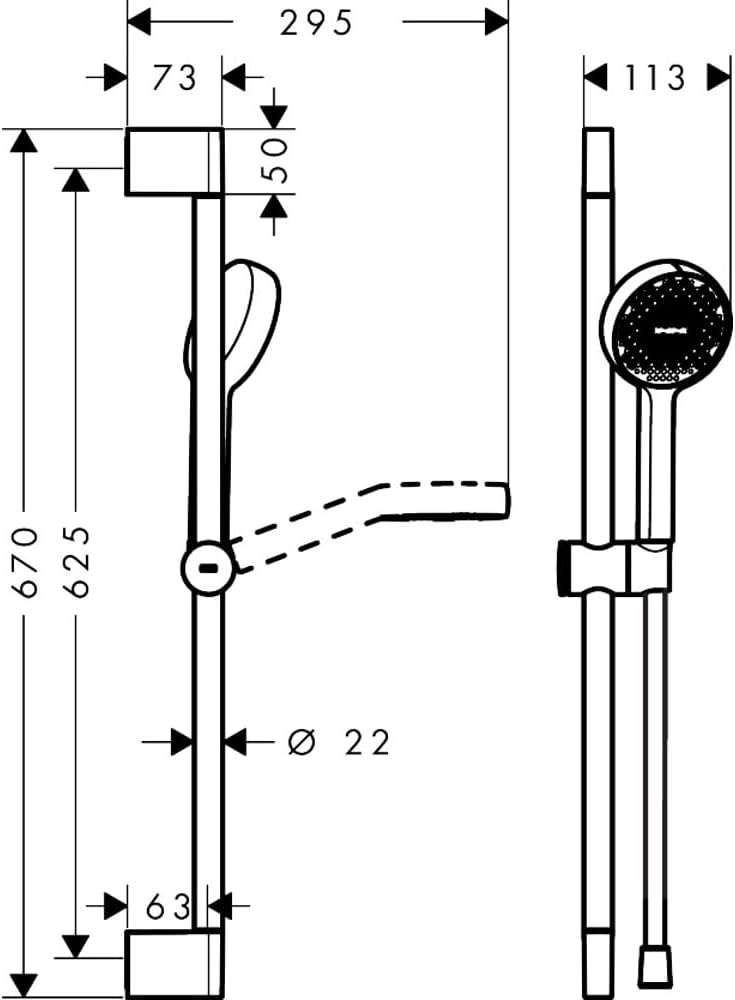 hansgrohe Activera Select S - Duschset mit Duschkopf wassersparend (EcoSmart+, 2 Strahlarten), Dusch