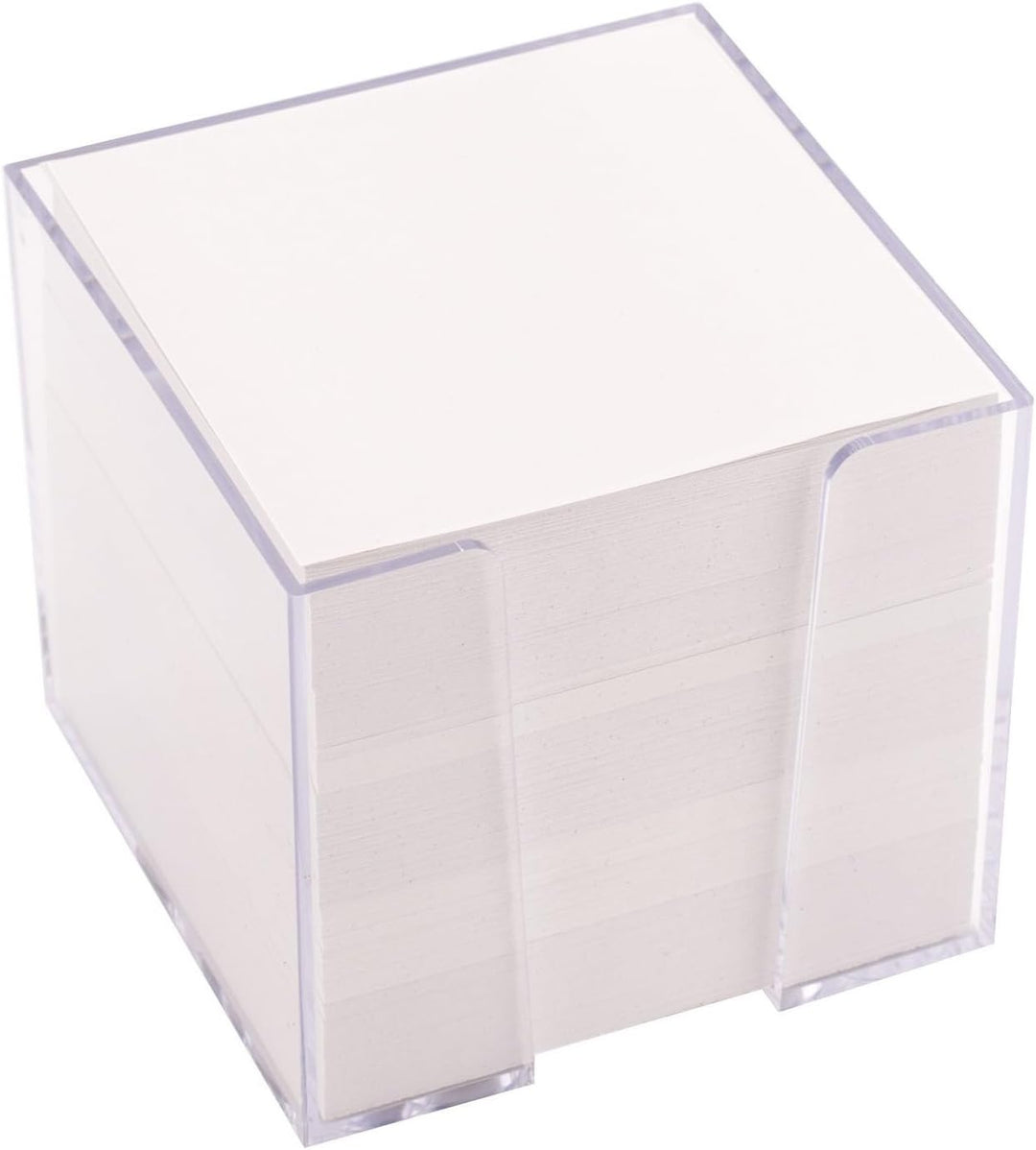 D.RECT Zettelbox Zettelkasten Kunststoff, 85x85x80mm circa700blatt, Weissgefüllt, 6 Stück Ersatzpapi