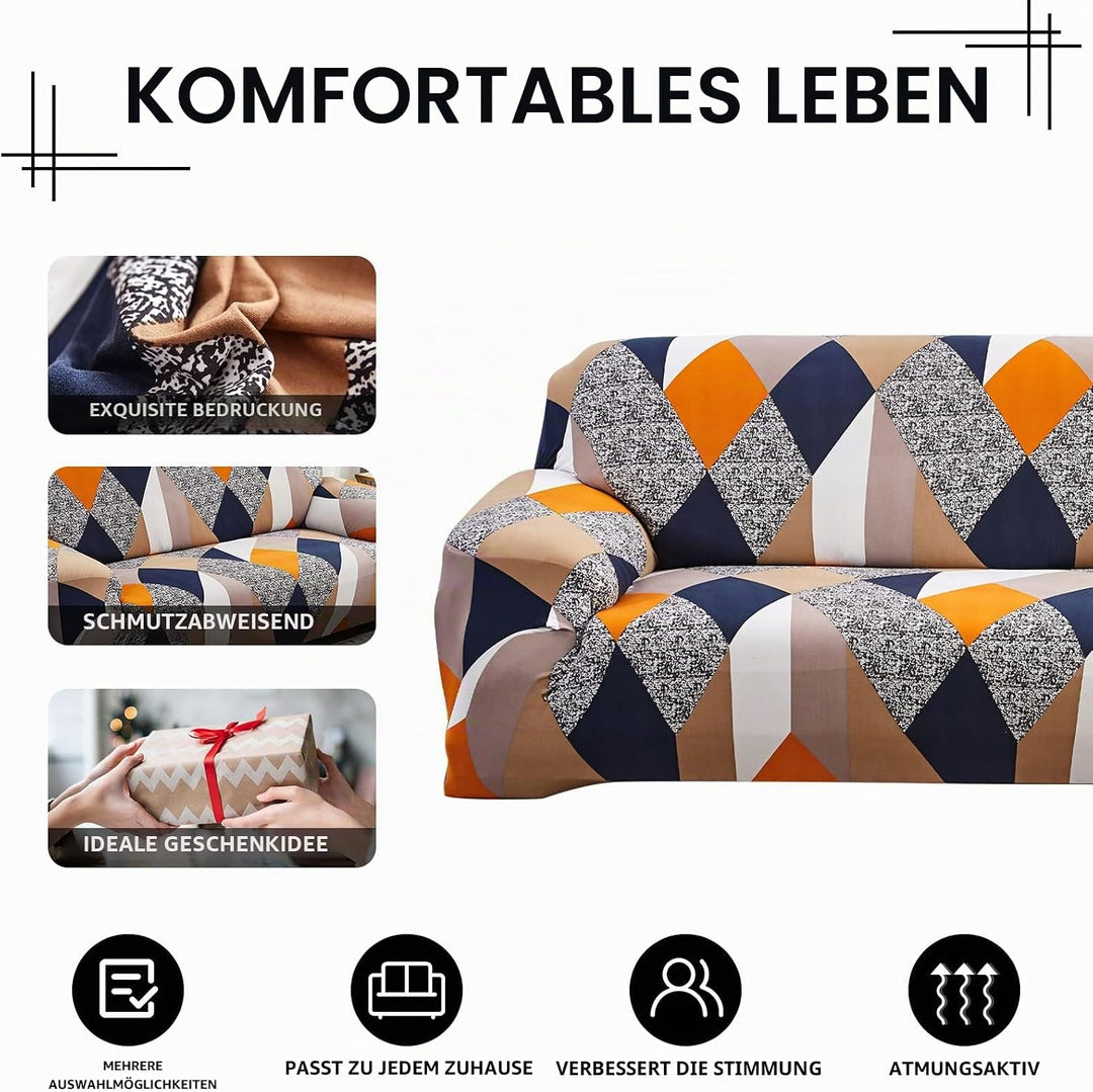 Lydevo Sofabezug 3 Sitzer Stretch Sofahusse Elastischer Sofabezug Spandex Sofa Überzug mit 2 Kissenb