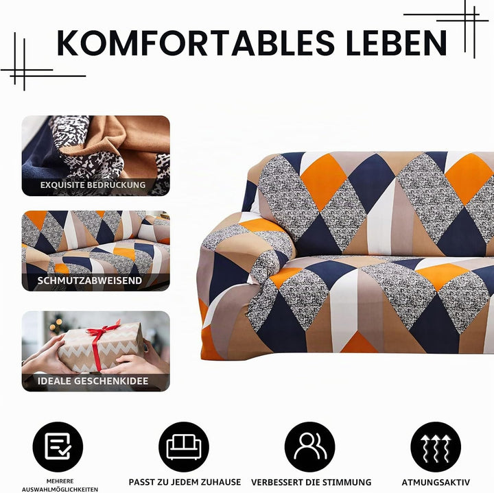 Lydevo Sofabezug 3 Sitzer Stretch Sofahusse Elastischer Sofabezug Spandex Sofa Überzug mit 2 Kissenb