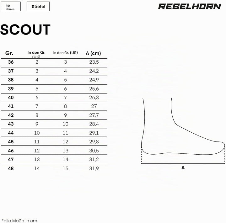 REBELHORN Scout Motorradstiefel Herren und Damen | PU Leder | Hipora Membran | Zwei Lange Reissversc