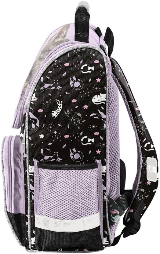 Familando - Schulranzen Set - 8-teilig mit Federmappe - Sweet Kitty Katze - Ergonomisch, stabil & mi