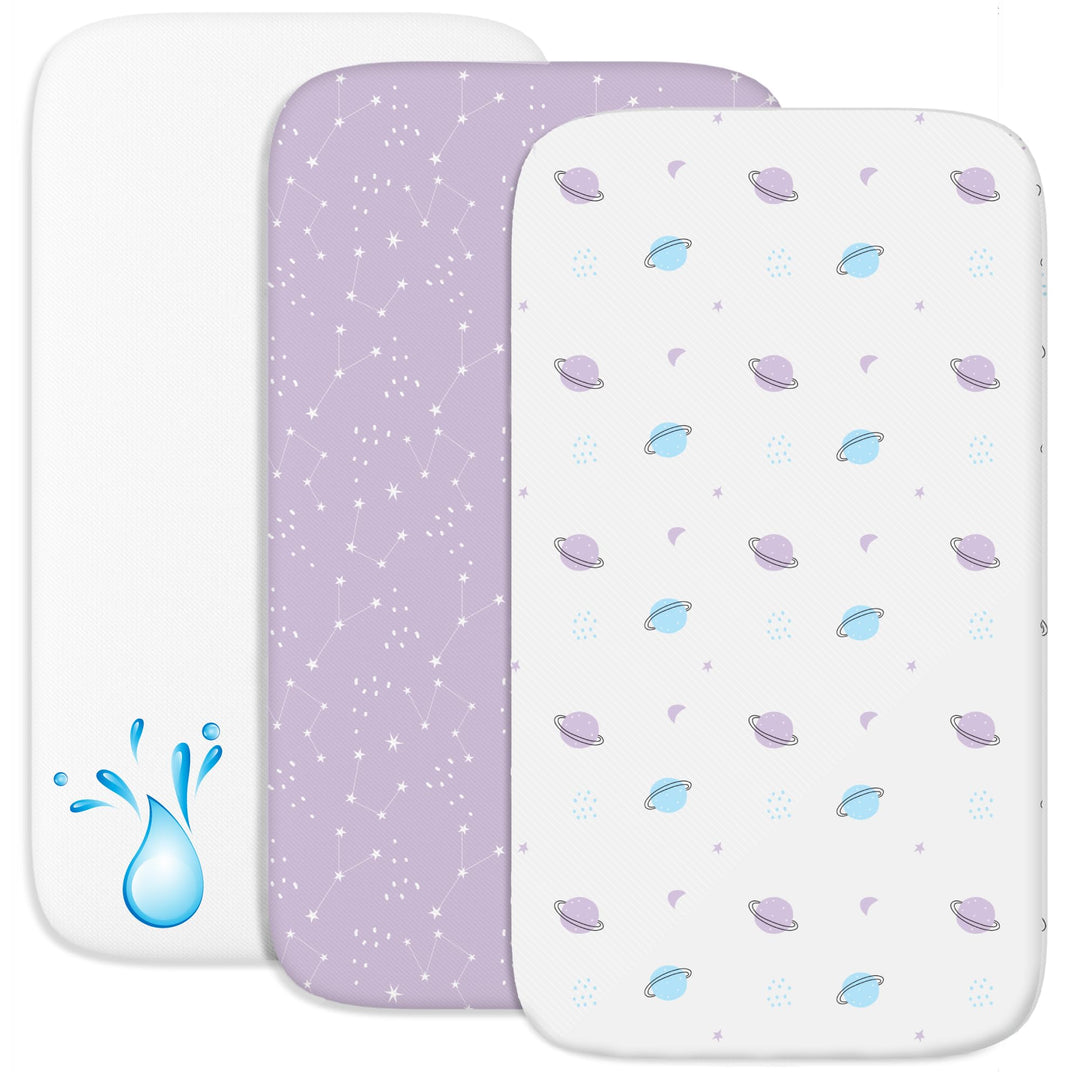 Sweety Fox 2X Spannbettlaken aus 100% Baumwolle mit Gummiband - 1X Matratzenschoner aus 100% wasserd