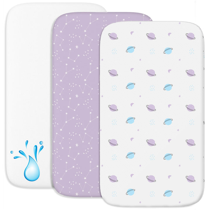 Sweety Fox 2X Spannbettlaken aus 100% Baumwolle mit Gummiband - 1X Matratzenschoner aus 100% wasserd