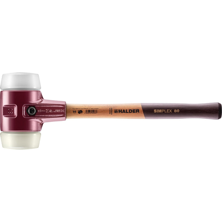 SIMPLEX-Schonhammer, Superplastik/Nylon; mit Tempergussgehäuse und hochwertigem Holzstiel | D=80 mm