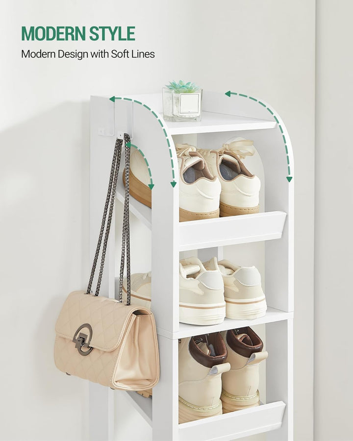 Hzuaneri Vertikales Schuhregal, 7 Ebenen Schmale Schuhregale, Holz-Schuh-Organizer Für Schrank, Eing