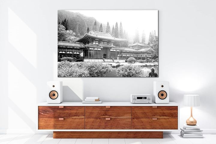 deyoli atemberaubende Tempelanlage in Asien Effekt: Schwarz&Weiss,Format: 80x60 als Leinwandbild, Mo