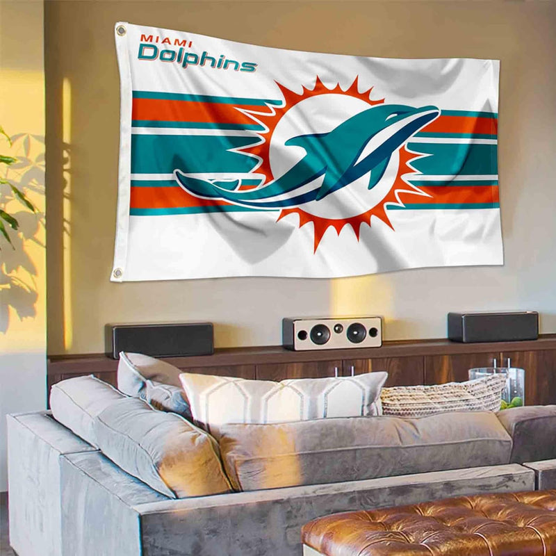 WinCraft Miami Delphins Weisse Flagge für den Innen- und Aussenbereich, 90 x 150 cm