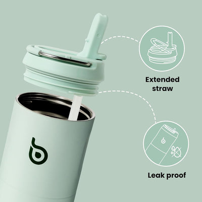 BOTTLE BOTTLE Isolierte Trinkflasche 680 ml(24oz) mit Strohhalm, Deckel und Griff für Sport, Reise,