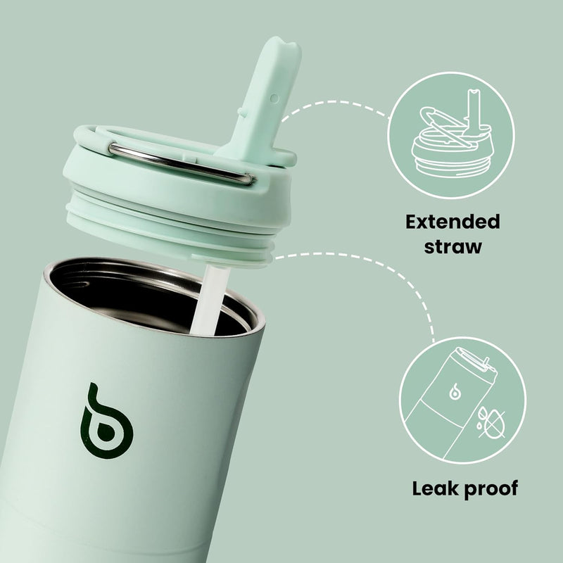 BOTTLE BOTTLE Isolierte Trinkflasche 680 ml(24oz) mit Strohhalm, Deckel und Griff für Sport, Reise,
