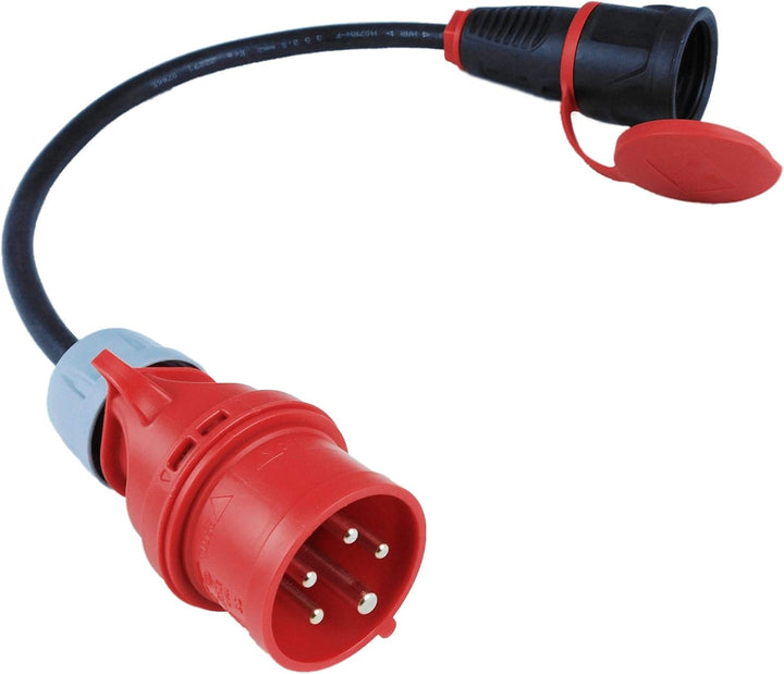 NWP NW10003 16A 400V Stecker Starkstrom auf 230V Schuko Kupplung IP44 3x2,5mm² Gummischlauchleitung