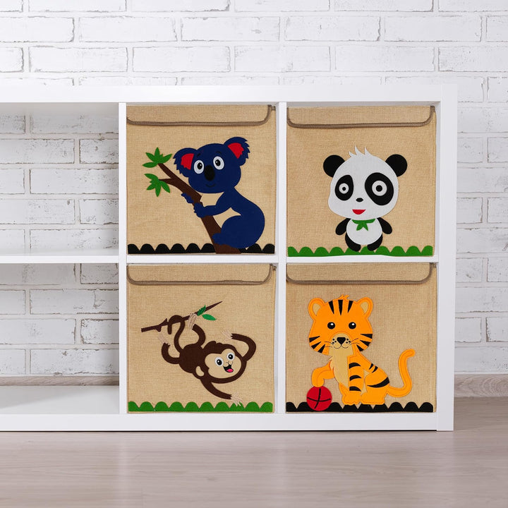 Relaxdays Aufbewahrungsbox, Tiger-Motiv, Stoffbox für Kinder, faltbar, HBT: 33 x 33 x 33 cm, Spielze