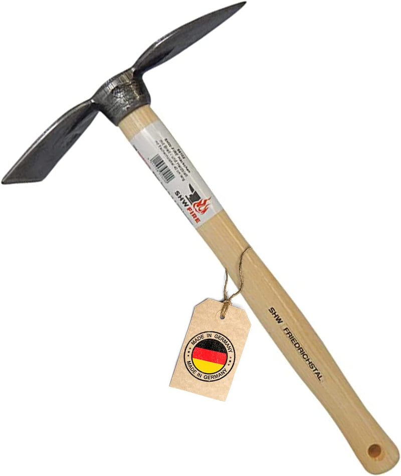 SHW-FIRE Handhacke, stabile geschmiedete Hacke für den Garten, Breit- und Herzblatt, 40cm kurzer erg