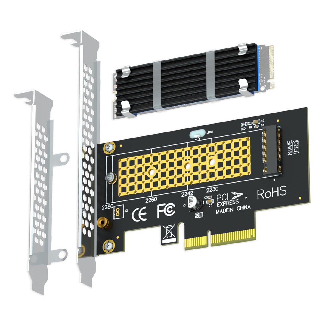 GLOTRENDS PA09-HS M.2 NVMe zu PCIe 4.0 X4 Adapter mit M.2 Kühlkörper für 2280/2260/2242/2230 M.2 NVM