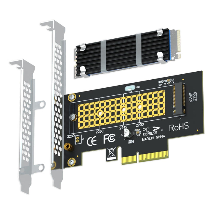 GLOTRENDS PA09-HS M.2 NVMe zu PCIe 4.0 X4 Adapter mit M.2 Kühlkörper für 2280/2260/2242/2230 M.2 NVM