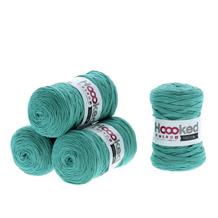 Hoooked Ribbon XL Bändchengarn Sparset aus 4 Rollen Wahl (Happy Mint), Happy Mint