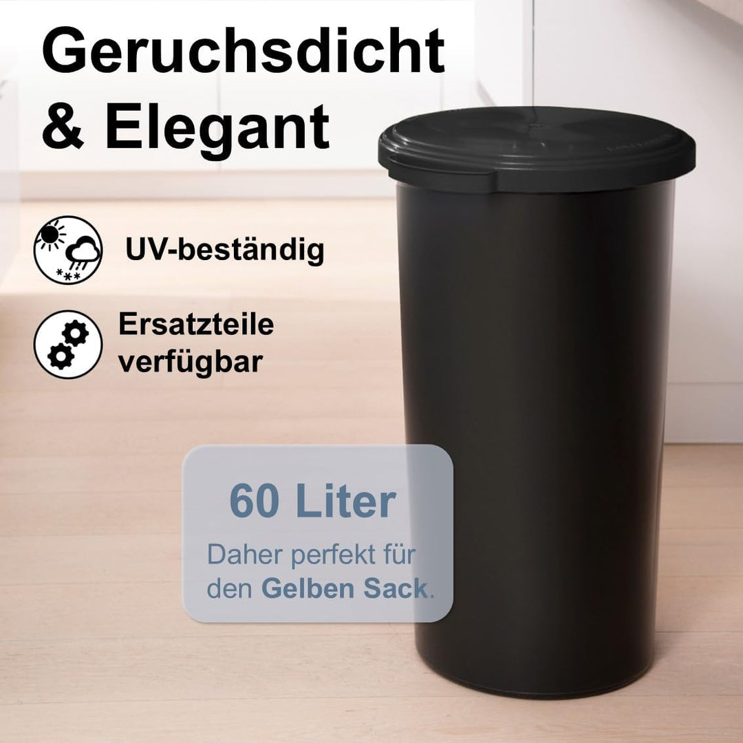 KUEFA 60L Müllsackständer mit flachem Deckel - Gelber Sack Mülleimer (Grau), Grau