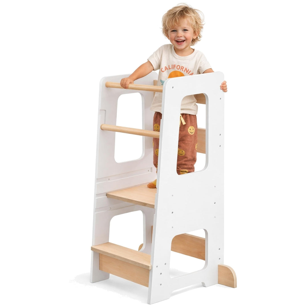 Montessori Lernturm ab 1 Jahr, aus robustem Holz, Premium-Modell in Grossformat, Learning Tower mit