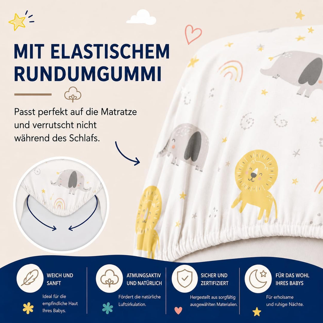 FlyIdeas Next 2 Me Spannbettlaken Beistellbett 83x50 cm, 2 STK. - 2 Spannleintuch Matratzenschoner f