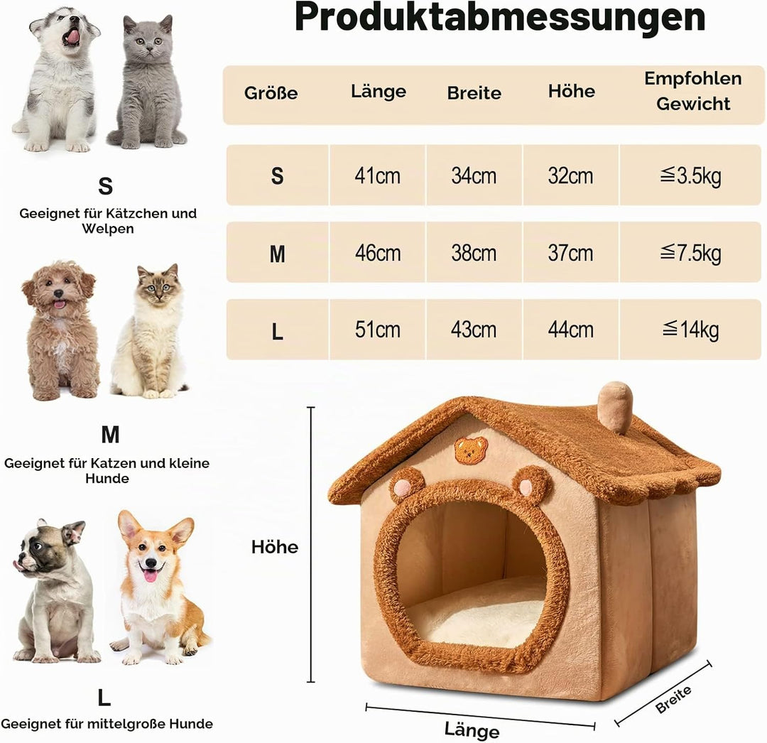 Galatée Katzenhöhlenbett, Waschbares Hundebett, Warmes Und Gemütliches Katzenhaus, Faltbar Bequemes