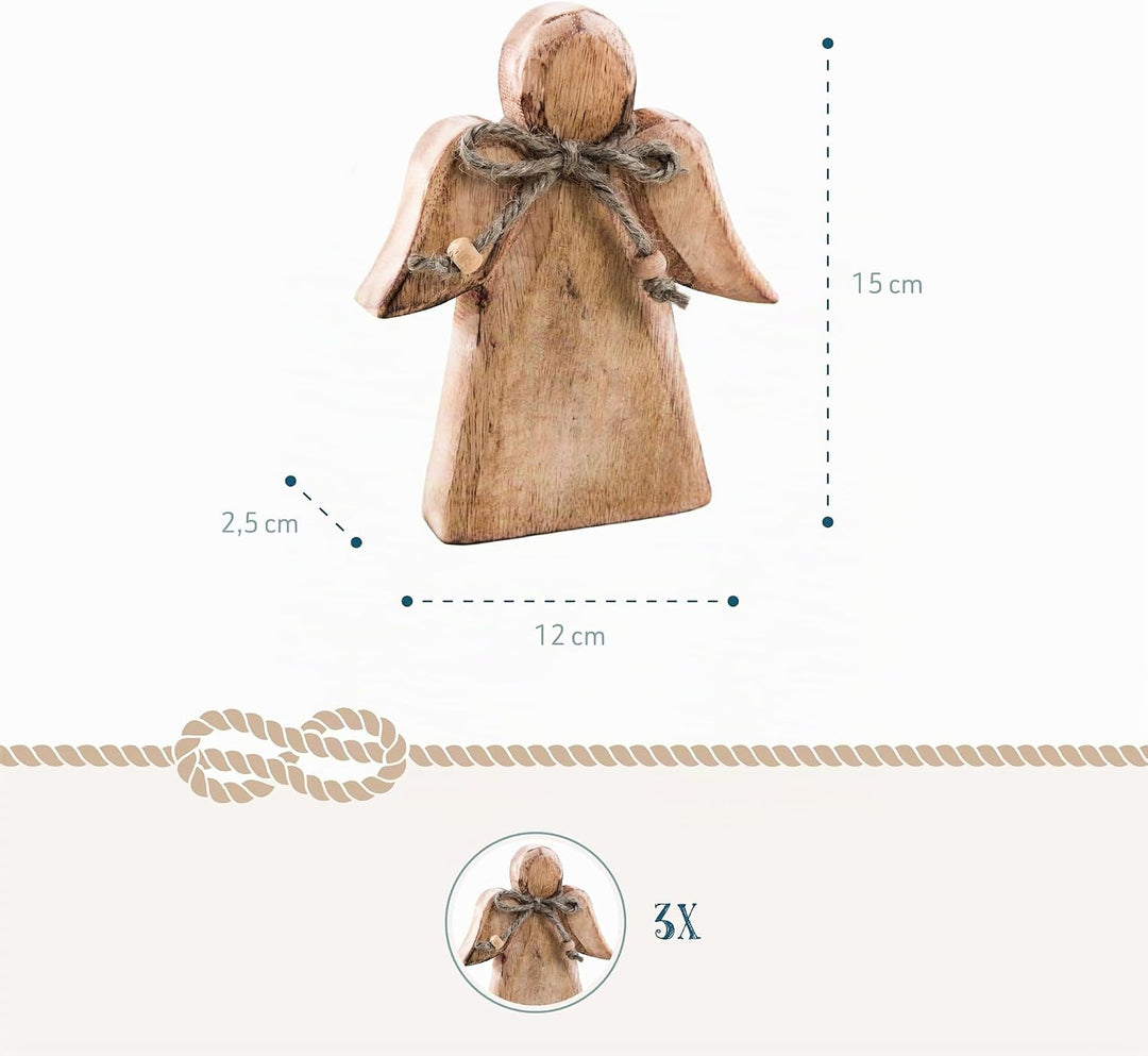 Logbuch-Verlag 3 Holzengel Engel zum Hinstellen Figur Schutzengel Geschenk Deko Geburtstag 15 cm aus
