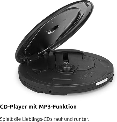 TechniSat DIGITRADIO CD 2GO BT - portabler CD-Player mit 2 Akku (Discman, mit MP3 Resume-Funktion) &