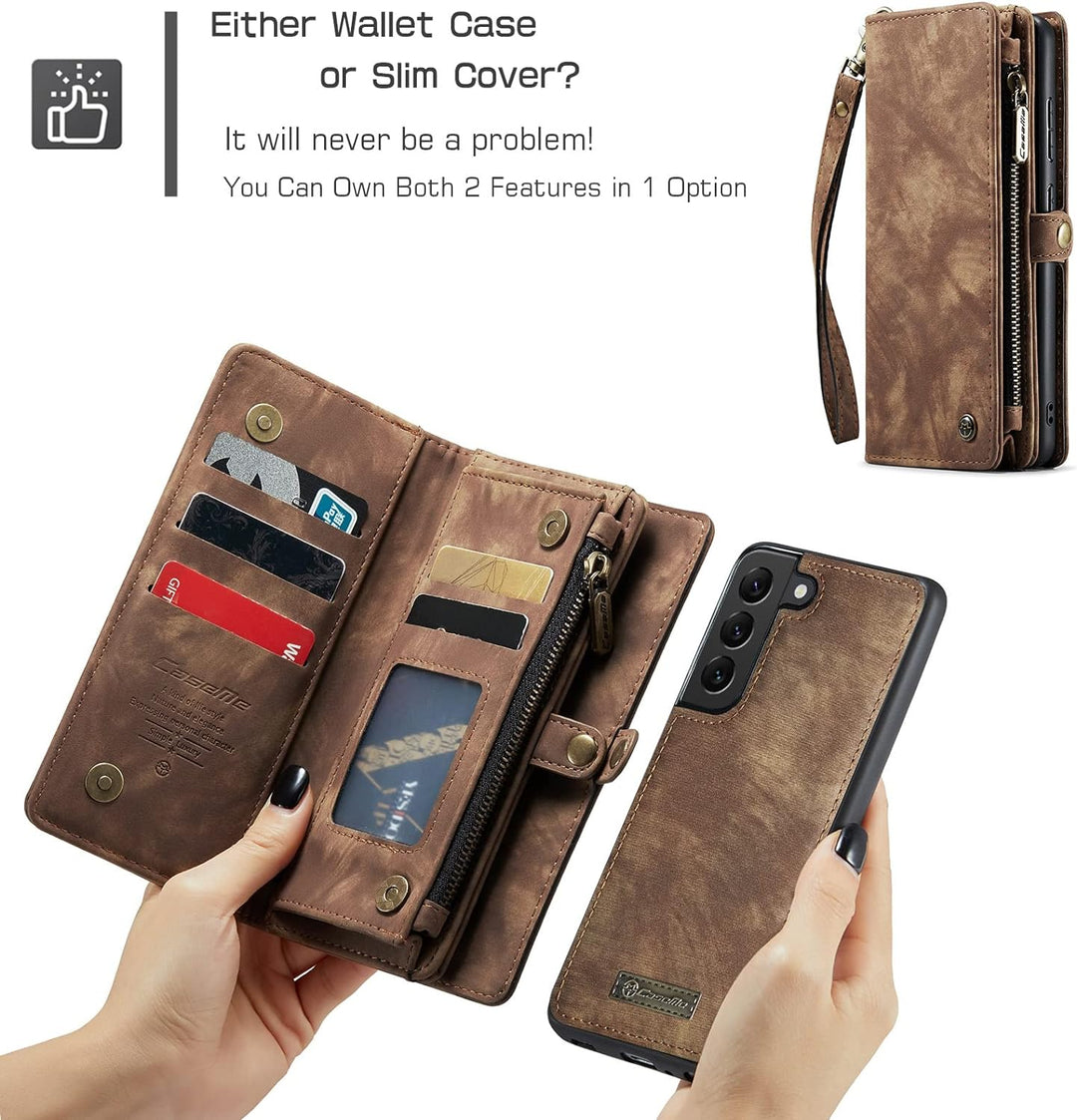 UFinetech Abnehmbare Samsung Galaxy S21 Plus Hülle Tasche Handy TPU Leder Flip Magnetische mit Band