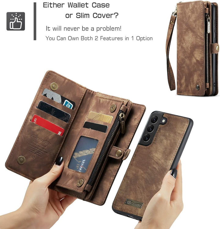 UFinetech Abnehmbare Samsung Galaxy S21 Plus Hülle Tasche Handy TPU Leder Flip Magnetische mit Band