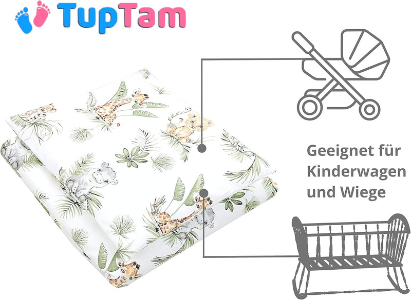 TupTam Unisex Baby Wiegenset 4-teilig Bettwäsche-Set: Bettdecke mit Bezug und Kopfkissen mit Bezug,