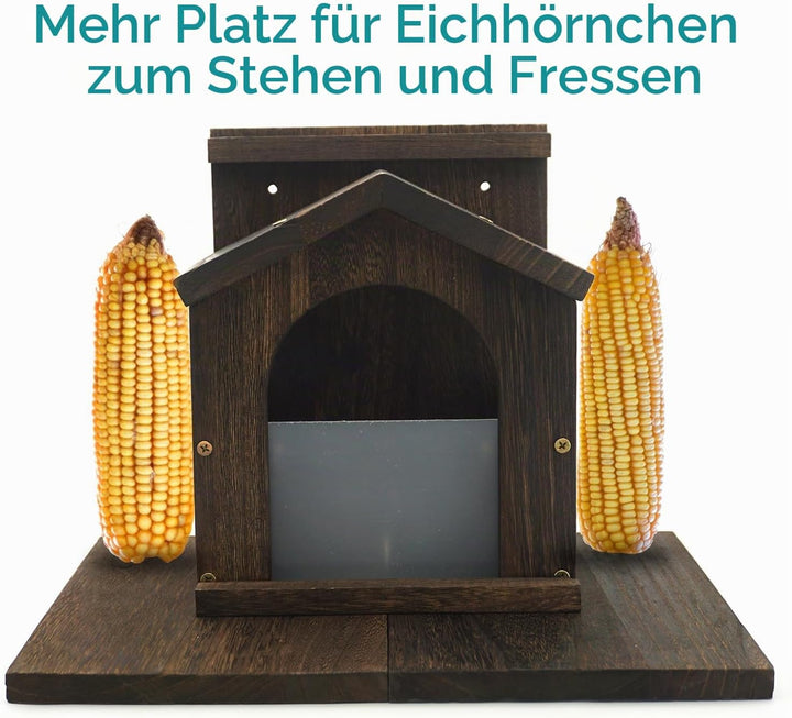 Eichhörnchen Futterautomat aus Holz mit Oberflächenbehandlung, robuste Streifenhörnchen Fütterungspl