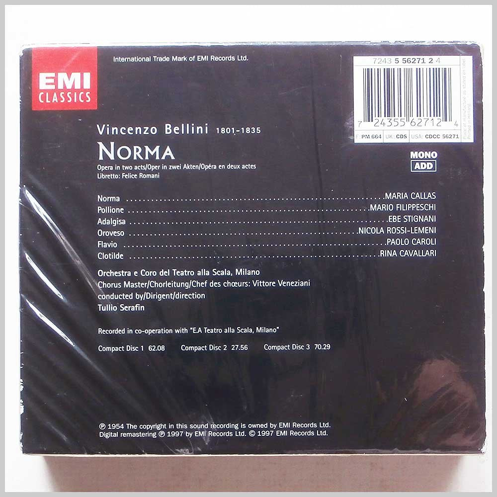 Bellini: Norma (Gesamtaufnahme) (Aufnahme Mailand 1954), Audio-CD