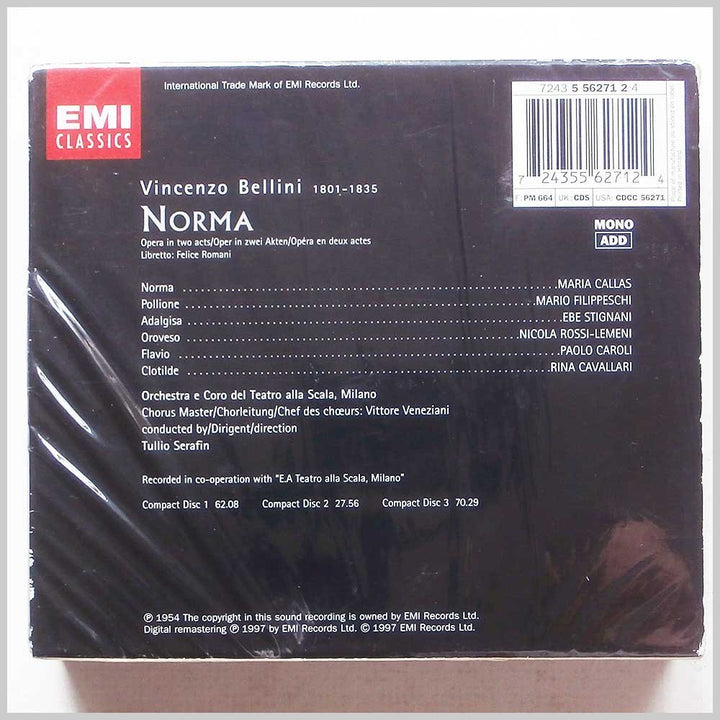 Bellini: Norma (Gesamtaufnahme) (Aufnahme Mailand 1954), Audio-CD