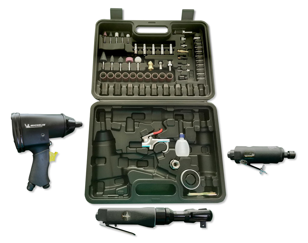 MICHELIN Druckluftwerkzeug-Kit 66 PC, bestehend aus Schlagschrauber, Universal-Ratschenschlüssel und