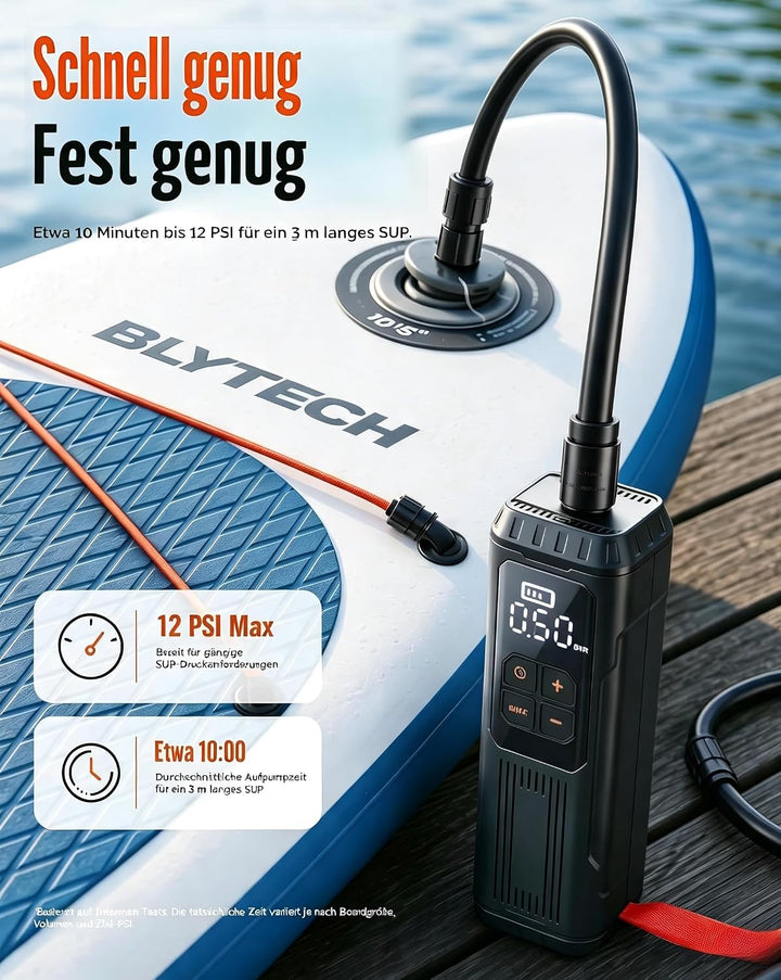 Mini Paddle Board Pumpe, Tragbare SUP Luftpumpe mit Akku, Leichte Elektrische Inflator 12PSI Automat
