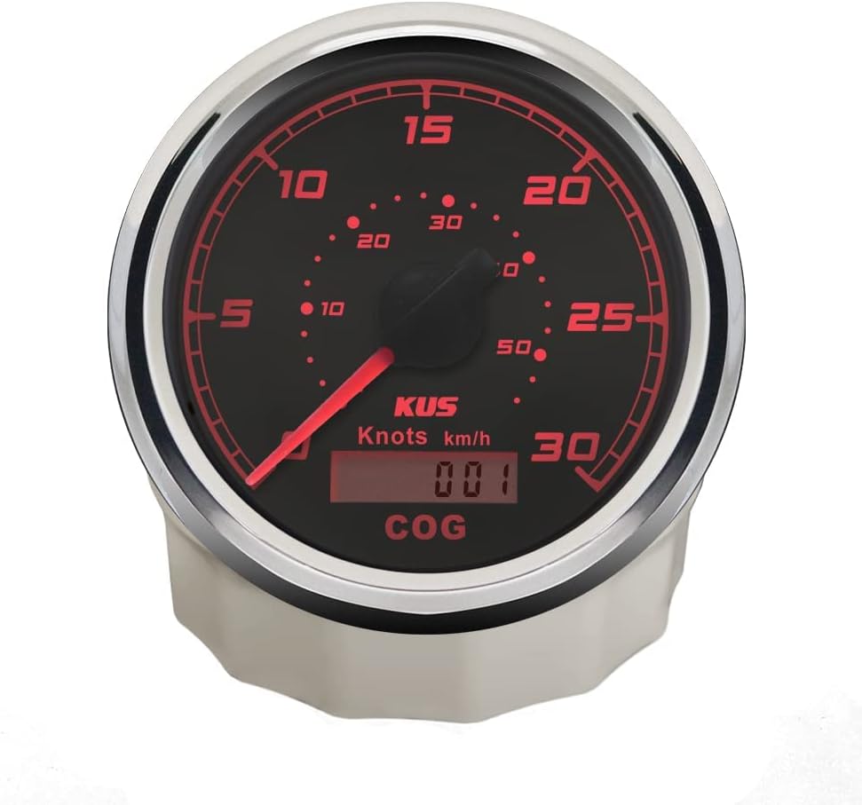 KUS GPS Tacho Kilometerzähler 30Knots Für Boot Yachten 85mm 12V/24V (Schwarz), Schwarz