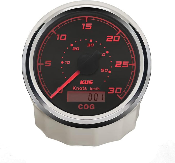 KUS GPS Tacho Kilometerzähler 30Knots Für Boot Yachten 85mm 12V/24V (Schwarz), Schwarz