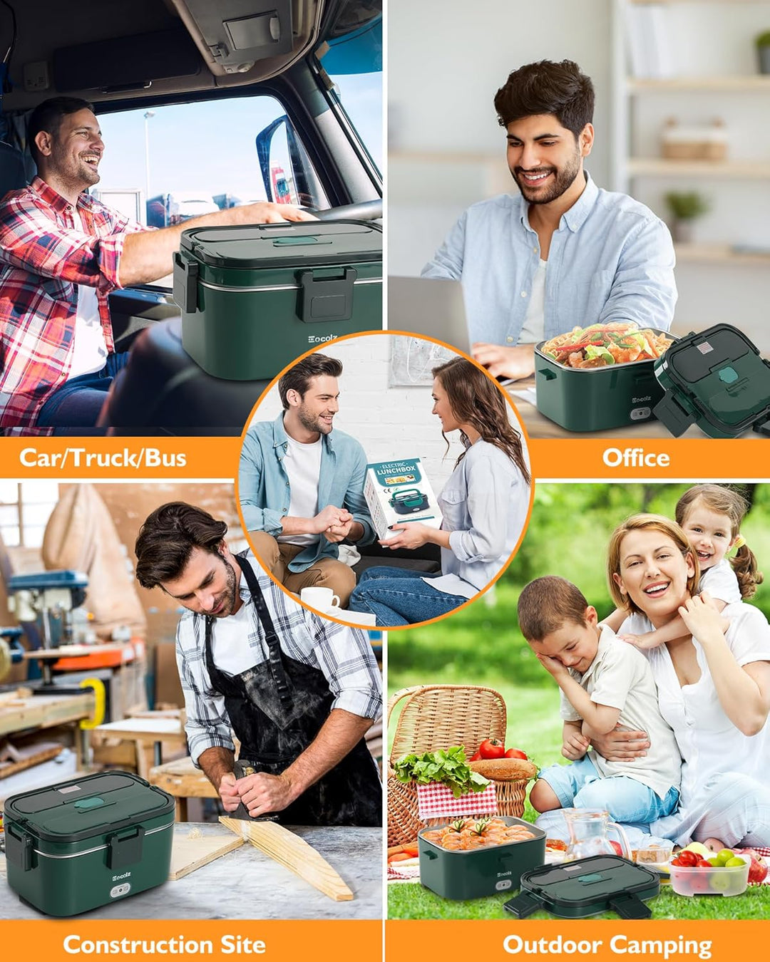 Eocolz Elektrische Lunchbox Food Heater 100W, Speisenwärmer mit 1,8L Tragbare Beheizte Lunchbox für