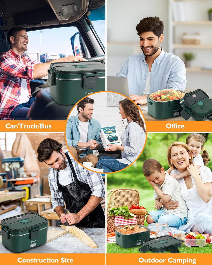 Eocolz Elektrische Lunchbox Food Heater 100W, Speisenwärmer mit 1,8L Tragbare Beheizte Lunchbox für