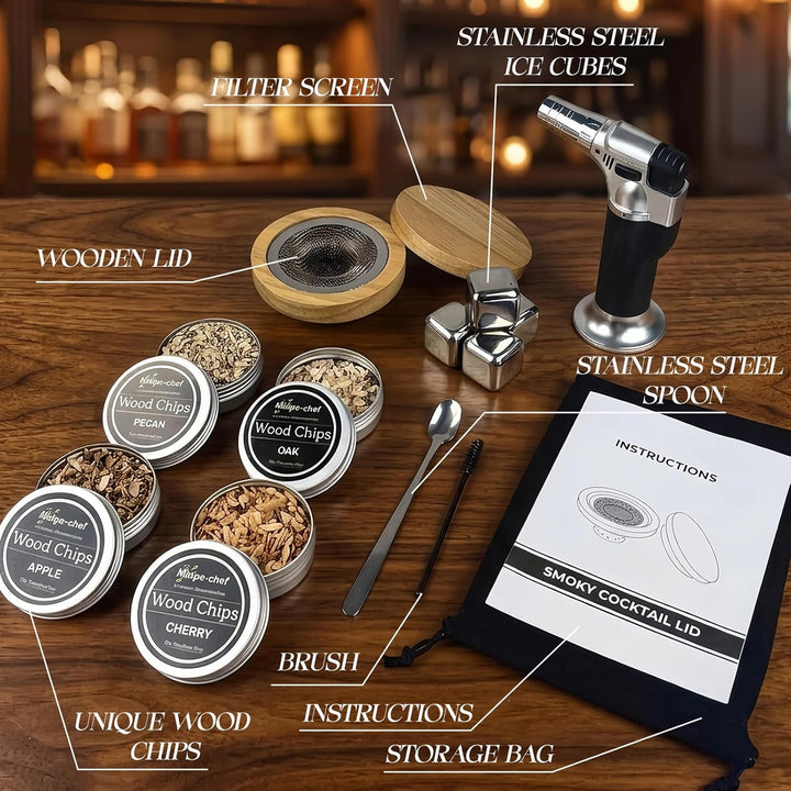 RoseFlower Cocktail Smoker Set, Nostalgie Smoker Set für Whiskey, Getränke, Bourbon, Steak, Fisch un