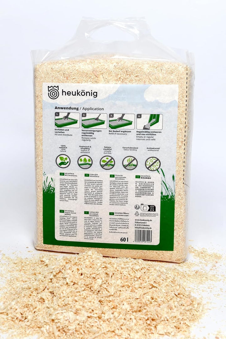 heukoenig.de Bio-Holzstreu 6x60L für Kleintiere und Nager | 100% Natürlich, Hygienisch, Staubfrei, G