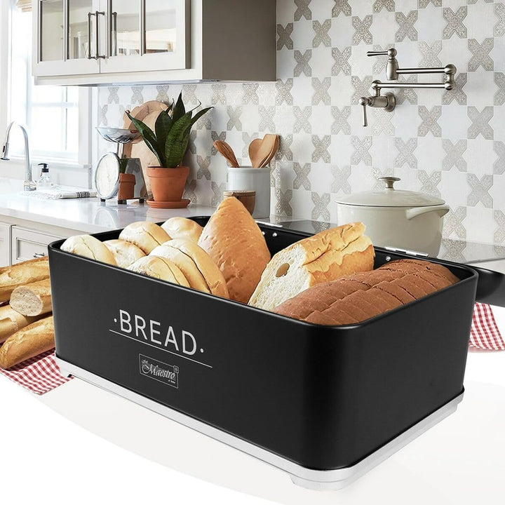 Florsol Brotkasten Brotbox Küche Aufbewahrung Weiss Schwarz Stahl Brot Aufbewahrungsbehälter Weiss S