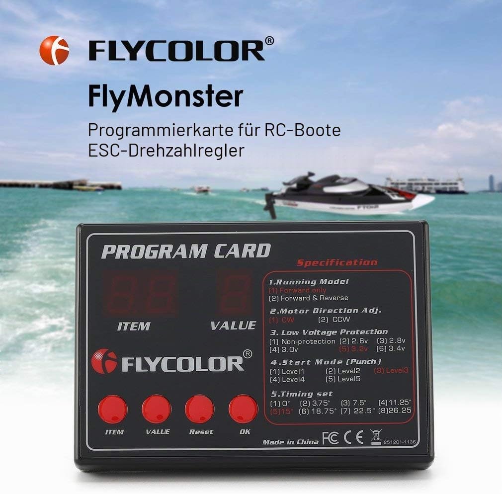 FlyMonster Programmierungskarte für ferngesteuerte RC-Boote Schiff ESC Elektronischer Geschwindigkei