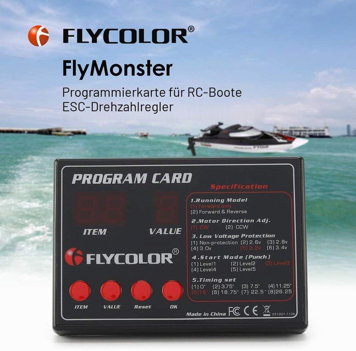FlyMonster Programmierungskarte für ferngesteuerte RC-Boote Schiff ESC Elektronischer Geschwindigkei