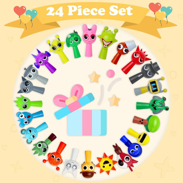 24 St. Bunte und seltsame Figuren Grosse Augen 4-5cm Mini-Spielzeug für Kinder Cartoon-Spiel-Charakt
