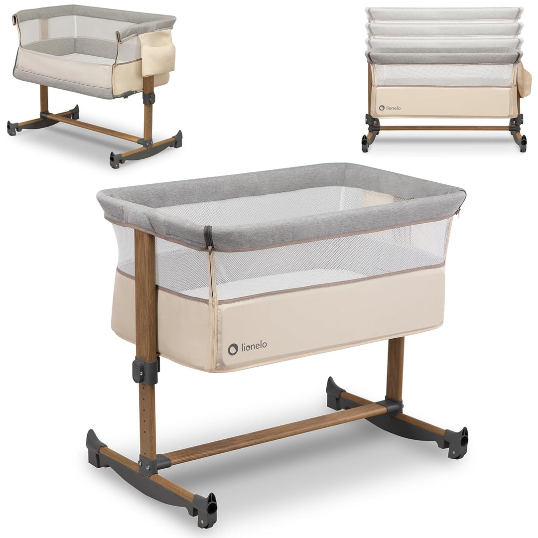 Lionelo Leonie 3 IN 1 Babybetten Babybett, Schaukelfunktion, 5-stufige Höhenverstellung, Schräglage,